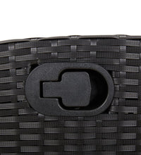 7-tlg. Garten-Essgruppe mit Kissen Schwarz Poly Rattan