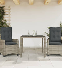 3-tlg. Garten-Essgruppe mit Kissen Grau Poly Rattan