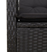 7-tlg. Garten-Essgruppe mit Kissen Schwarz Poly Rattan