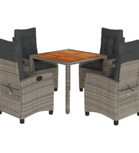 5-tlg. Garten-Essgruppe mit Kissen Grau Poly Rattan