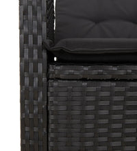 7-tlg. Garten-Essgruppe mit Kissen Schwarz Poly Rattan