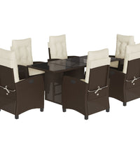 7-tlg. Garten-Essgruppe mit Kissen Braun Poly Rattan