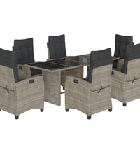 7-tlg. Garten-Essgruppe mit Kissen Grau Poly Rattan