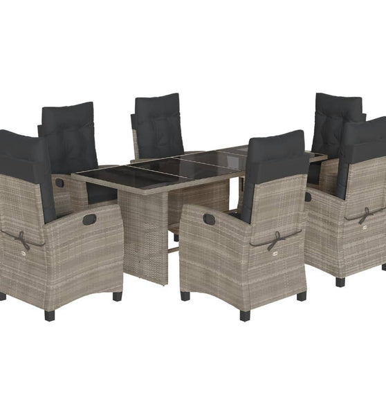 7-tlg. Garten-Essgruppe mit Kissen Grau Poly Rattan