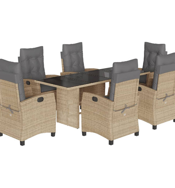 7-tlg. Garten-Essgruppe mit Kissen Beigemischung Poly Rattan