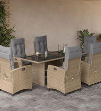 7-tlg. Garten-Essgruppe mit Kissen Beigemischung Poly Rattan