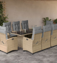 9-tlg. Garten-Essgruppe mit Kissen Beigemischung Poly Rattan