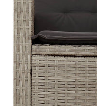 7-tlg. Garten-Essgruppe mit Kissen Hellgrau Poly Rattan