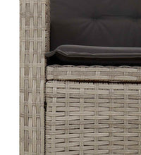 9-tlg. Garten-Essgruppe mit Kissen Hellgrau Poly Rattan