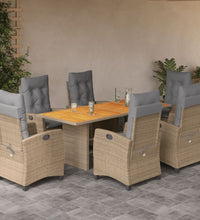 7-tlg. Garten-Essgruppe mit Kissen Beigemischung Poly Rattan