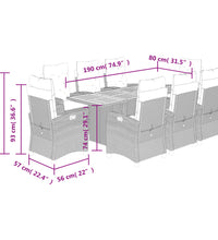 9-tlg. Garten-Essgruppe mit Kissen Beigemischung Poly Rattan