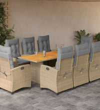 9-tlg. Garten-Essgruppe mit Kissen Beigemischung Poly Rattan
