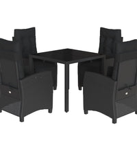 5-tlg. Garten-Essgruppe mit Kissen Schwarz Poly Rattan
