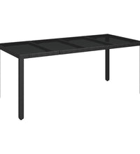 7-tlg. Garten-Essgruppe mit Kissen Schwarz Poly Rattan