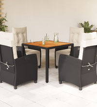 5-tlg. Garten-Essgruppe mit Kissen Schwarz Poly Rattan