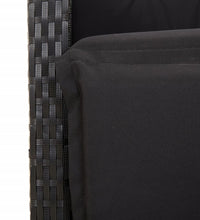 3-tlg. Garten-Essgruppe mit Kissen Schwarz Poly Rattan