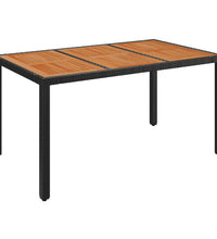 5-tlg. Garten-Essgruppe mit Kissen Schwarz Poly Rattan
