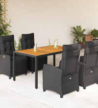 5-tlg. Garten-Essgruppe mit Kissen Schwarz Poly Rattan