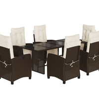 7-tlg. Garten-Essgruppe mit Kissen Braun Poly Rattan