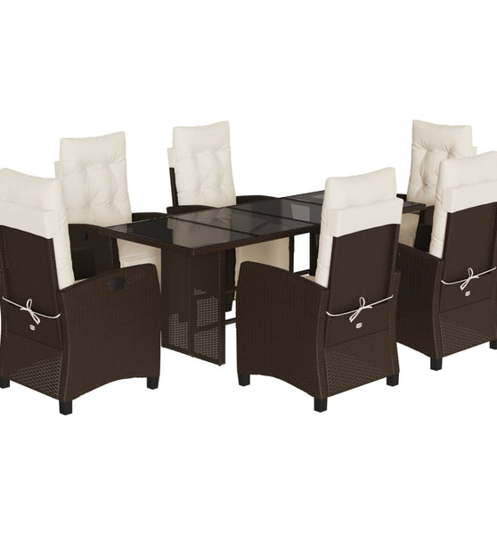 7-tlg. Garten-Essgruppe mit Kissen Braun Poly Rattan