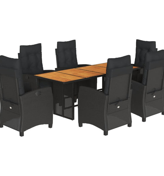 9-tlg. Garten-Essgruppe mit Kissen Schwarz Poly Rattan