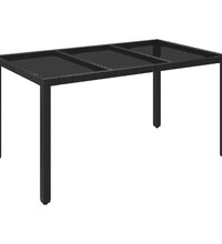 7-tlg. Garten-Essgruppe mit Kissen Schwarz Poly Rattan