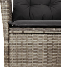 7-tlg. Garten-Essgruppe mit Kissen Grau Poly Rattan