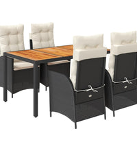 5-tlg. Garten-Essgruppe mit Kissen Schwarz Poly Rattan