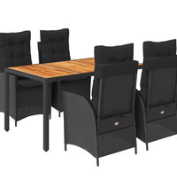 5-tlg. Garten-Essgruppe mit Kissen Schwarz Poly Rattan