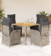 5-tlg. Garten-Essgruppe mit Kissen Grau Poly Rattan