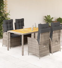 5-tlg. Garten-Essgruppe mit Kissen Grau Poly Rattan
