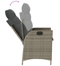 9-tlg. Garten-Essgruppe mit Kissen Grau Poly Rattan