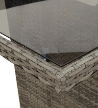 9-tlg. Garten-Essgruppe mit Kissen Grau Poly Rattan