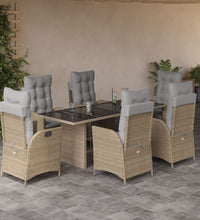 7-tlg. Garten-Essgruppe mit Kissen Beigemischung Poly Rattan