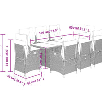 9-tlg. Garten-Essgruppe mit Kissen Beigemischung Poly Rattan
