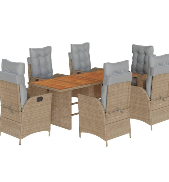 7-tlg. Garten-Essgruppe mit Kissen Beigemischung Poly Rattan