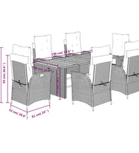 7-tlg. Garten-Essgruppe mit Kissen Beigemischung Poly Rattan