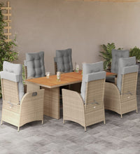 7-tlg. Garten-Essgruppe mit Kissen Beigemischung Poly Rattan