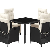 5-tlg. Garten-Essgruppe mit Kissen Schwarz Poly Rattan