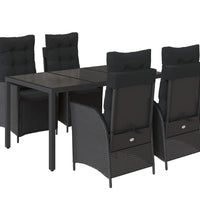 5-tlg. Garten-Essgruppe mit Kissen Schwarz Poly Rattan