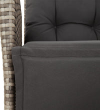 3-tlg. Garten-Essgruppe mit Kissen Grau Poly Rattan