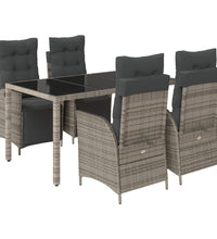 5-tlg. Garten-Essgruppe mit Kissen Grau Poly Rattan