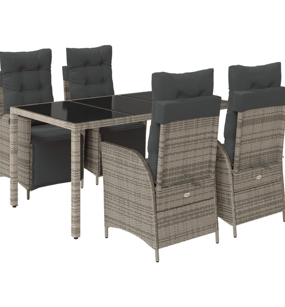 5-tlg. Garten-Essgruppe mit Kissen Grau Poly Rattan