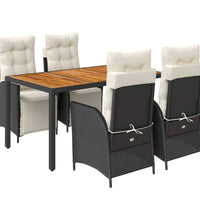 5-tlg. Garten-Essgruppe mit Kissen Schwarz Poly Rattan