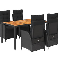 5-tlg. Garten-Essgruppe mit Kissen Schwarz Poly Rattan