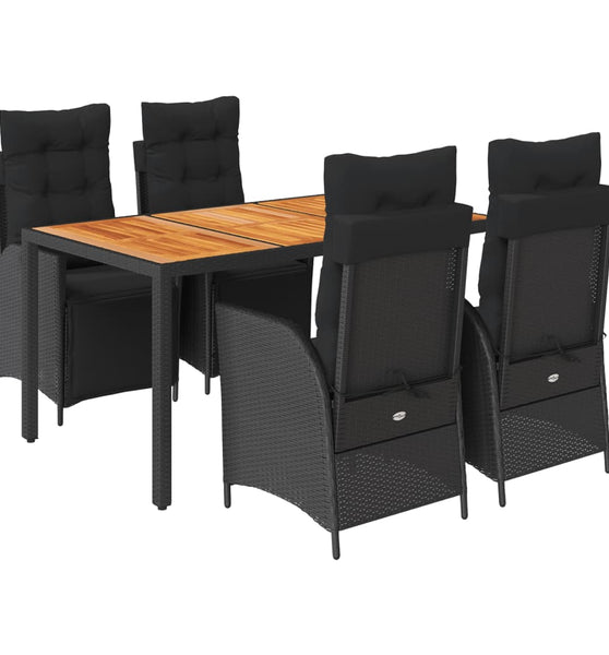 5-tlg. Garten-Essgruppe mit Kissen Schwarz Poly Rattan