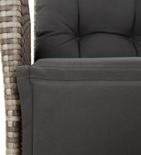 3-tlg. Garten-Essgruppe mit Kissen Grau Poly Rattan