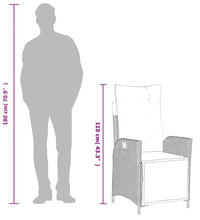 3-tlg. Garten-Essgruppe mit Kissen Grau Poly Rattan