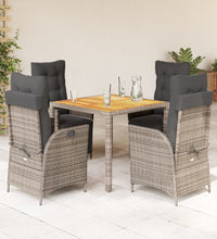 5-tlg. Garten-Essgruppe mit Kissen Grau Poly Rattan
