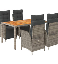 5-tlg. Garten-Essgruppe mit Kissen Grau Poly Rattan